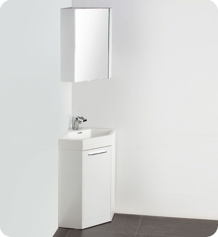 Fresca Coda 18 White Modern Corner Bathroom Vanity