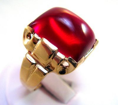 HEAVY VINTAGE 10K ROSE GOLD MENS SUGAR LOAF RUBY RING 11GMS SZ 11.5