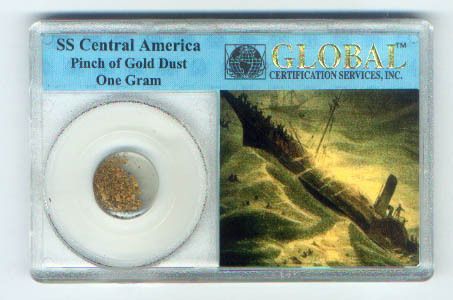 AMERICA SHIPWRECK GENUINE ONE GRAM PINCH of GOLD DUST 1857 ENCASED