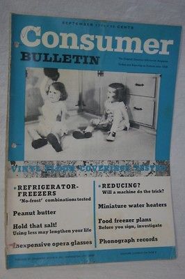 Vintage Consumer Bulletin,Sep 1959,Vinyl Floors,Peanut Butter,Salt,Op