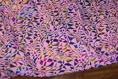 Holographic Kaleidoscope Print Lycra   1m x 1.6m Pink