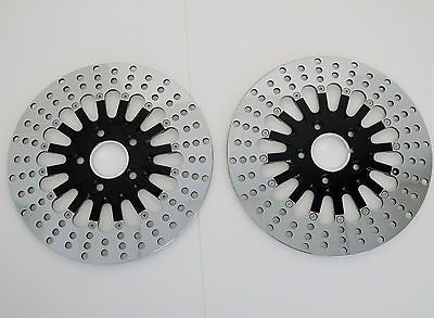 FRONT BLACK 2 PIECE SUPER SPOKE ROTORS 11.5 HARLEY DUAL DISC