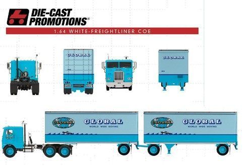 DCP GLOBAL VAN WHITE FREIGHTLINER DOUBLE PUP TRAILERS