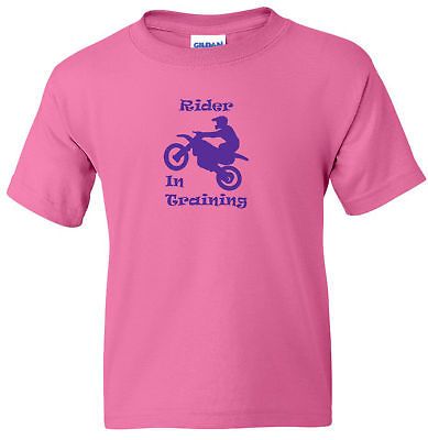 Motorcycle RIDER IN TRAINING Kids Youth T Shirt XS S M Pink Color