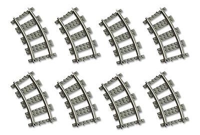 LEGO 9V Train 8 curved Rails Tracks 4520 2867 dark gray