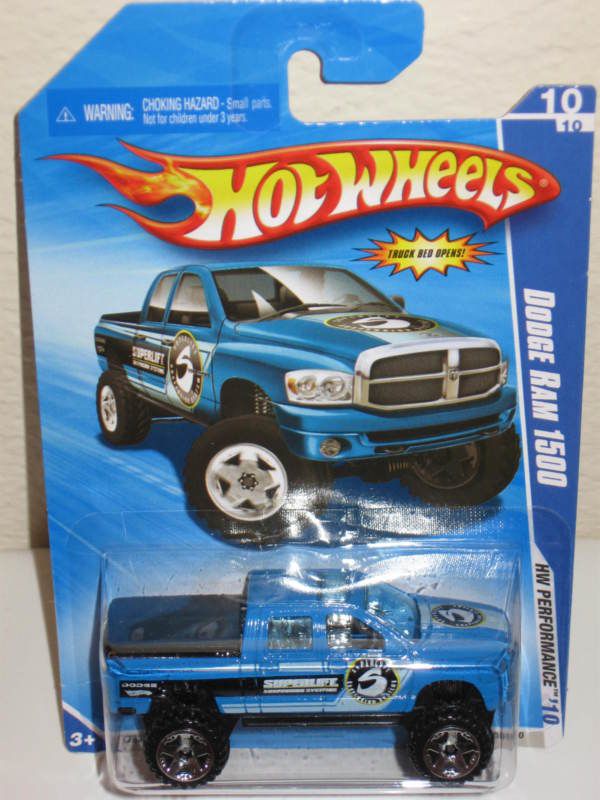 2010 Hot Wheels Dodge RAM Pick Up Superlift Tampos Blu