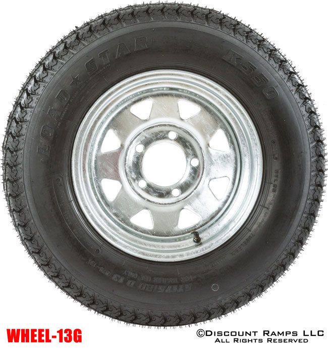 13 GALVANIZED WHEEL 175 80D13 BOAT CAMPER TRAILER SPARE RIM TIRE WHEEL