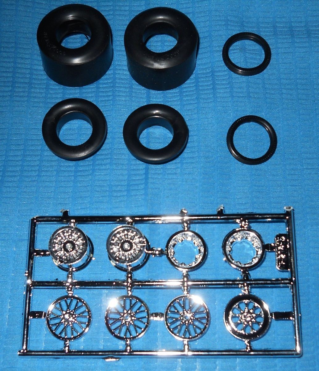 Goodyear Slicks Mag Rims Spoked Fronts 1/25 Parts Lot #157  Model Car