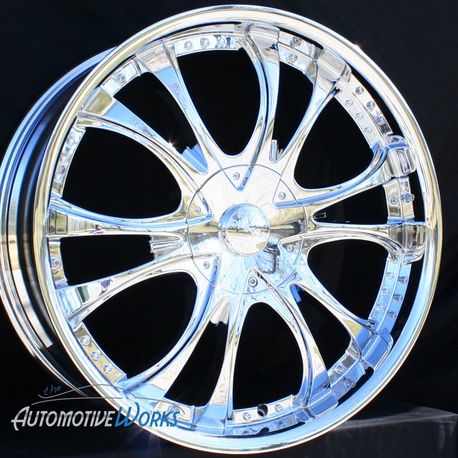 22x9 Dakar Accent 5x108 5x4.25 5x115 +40mm Chrome Wheels Rims Inch 22