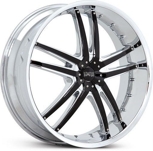 22 inch x7 5 Status Fang Chrome Wheels Rims 4x100 40