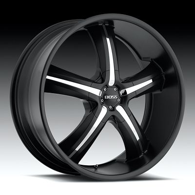 22 x9 5 Boss 3348 Black w Chrome Inserts Rim 5 6 Lug