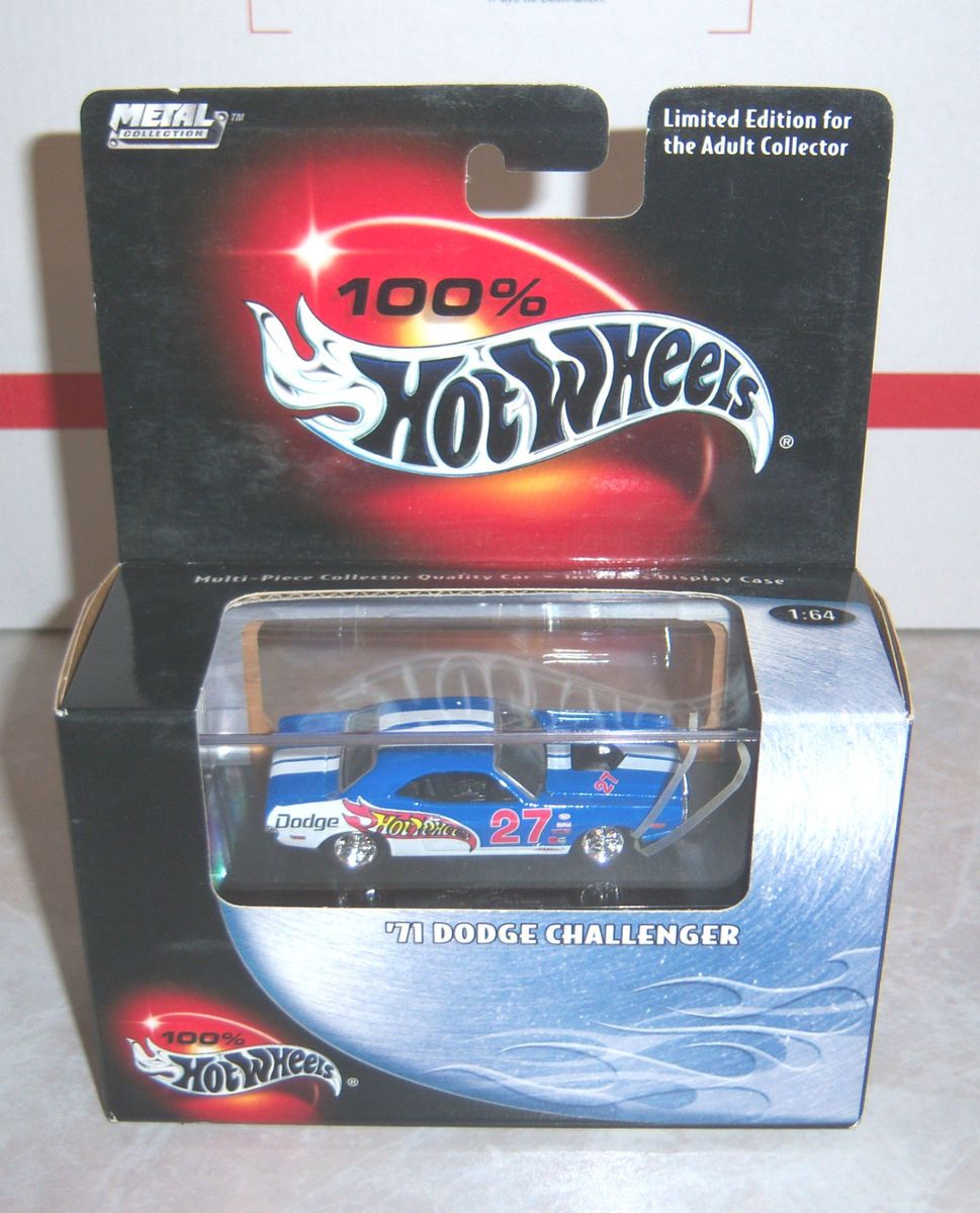 100 Hot Wheels 71 Dodge Challenger Blue Black Box Limited Edition 1 64