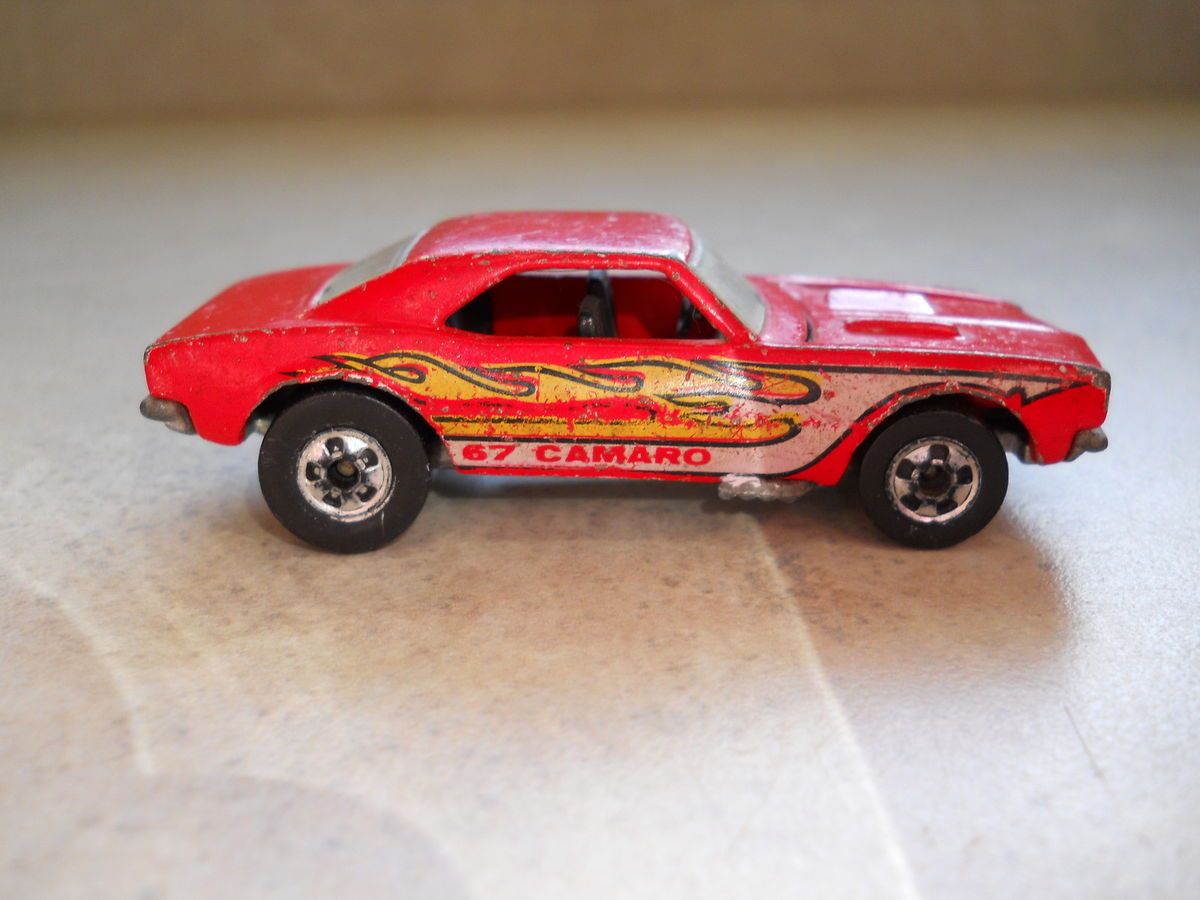 82 Hot Wheels67 Camaro Red with White and Yellow Flames Redline Era