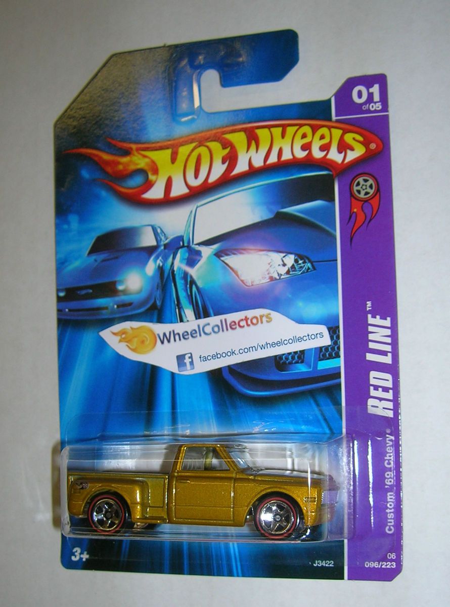 Custom 69 Chevy Truck Gold w Red Lines 2006 Hot Wheels Red Line