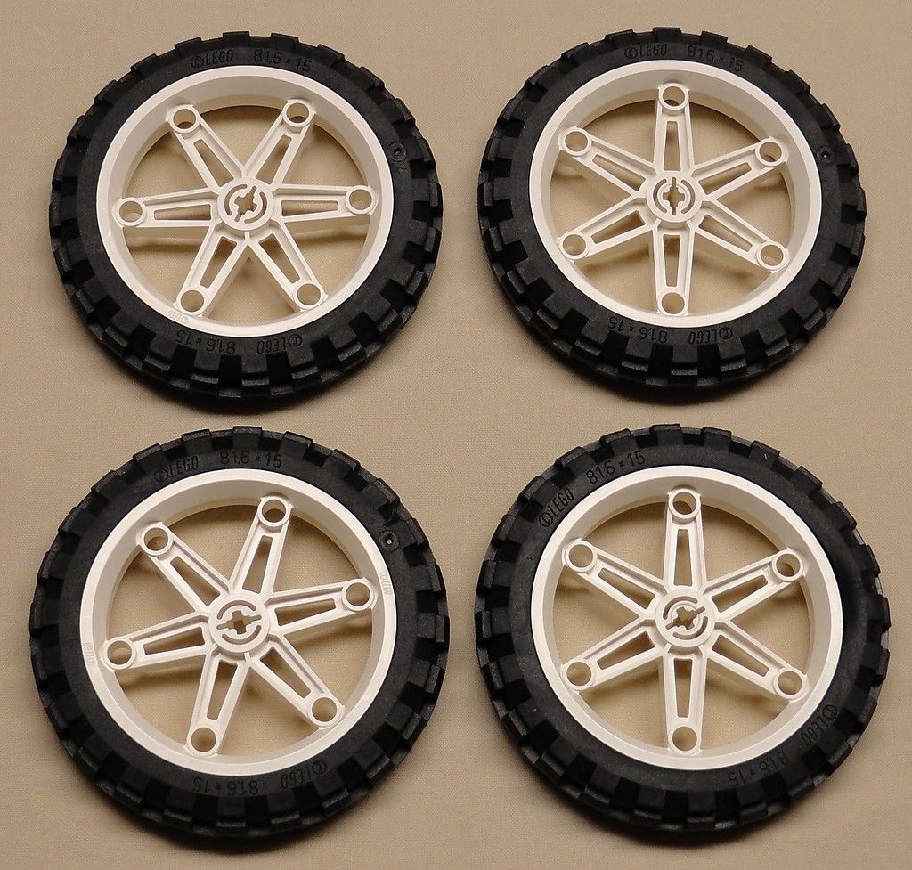 NEW x4 Lego Technic Wheels TIRES RIMS 81.6 x 15 Motorcycle Tires *X