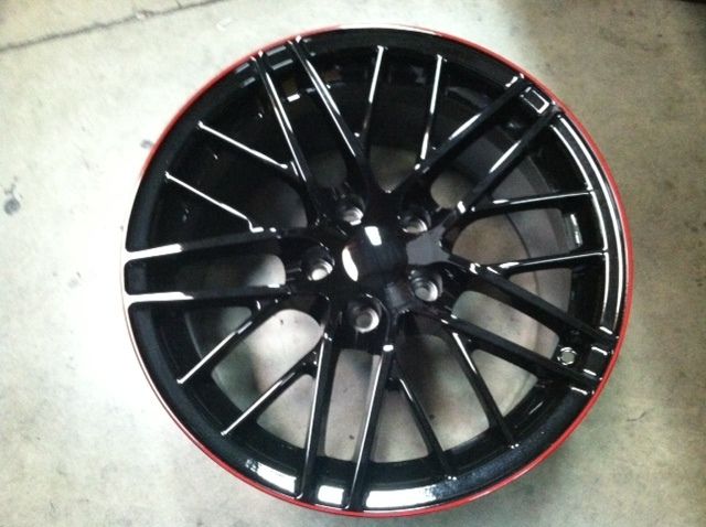 Corvette Black Red Stripe Fits ZR1 C6 Z06 Grandsport Wheel Rim