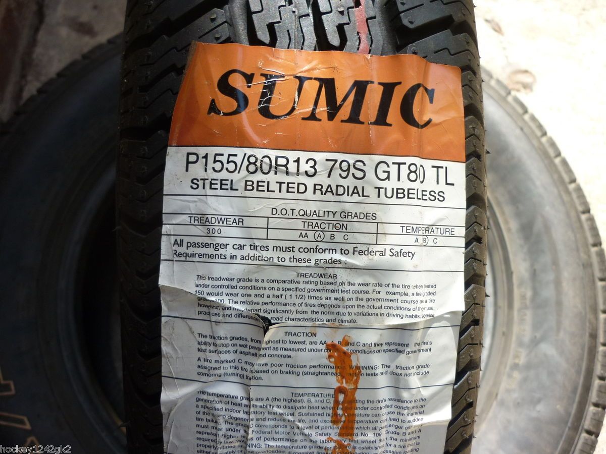 New 155 80 13 Sumic GT80 Tires