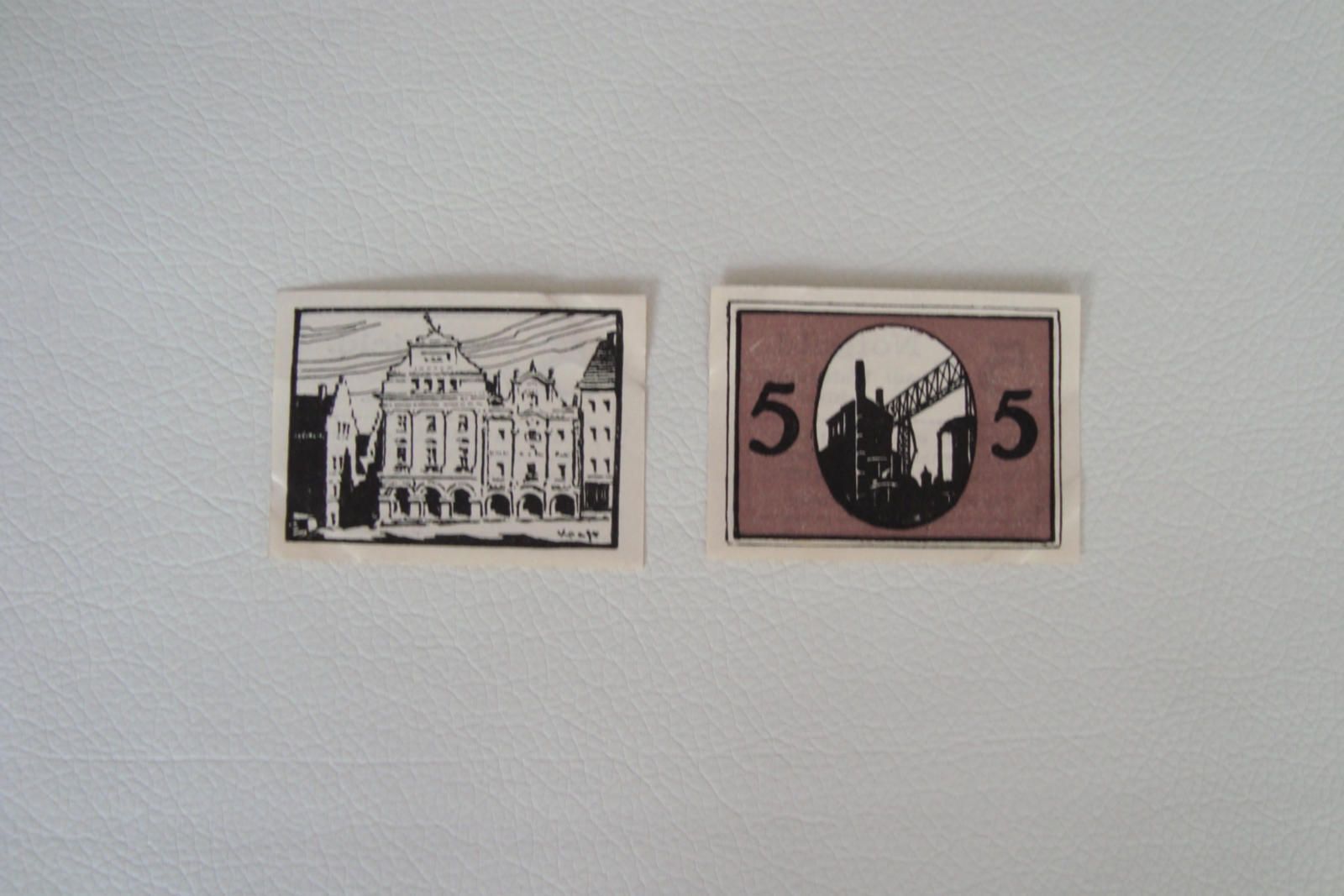 349) Notgeld Waldenburg in Schlesien 2x 5 Pfennig 1920